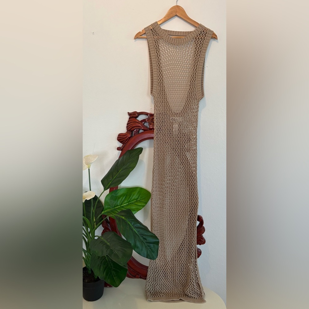Women’s Holly Rose Beach Riot Beige Crochet Vacation Cover Up Maxi Dress